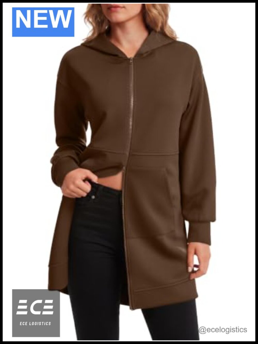 Women's Zip Up Hoodie Tunic Sweatshirt Long Oversized